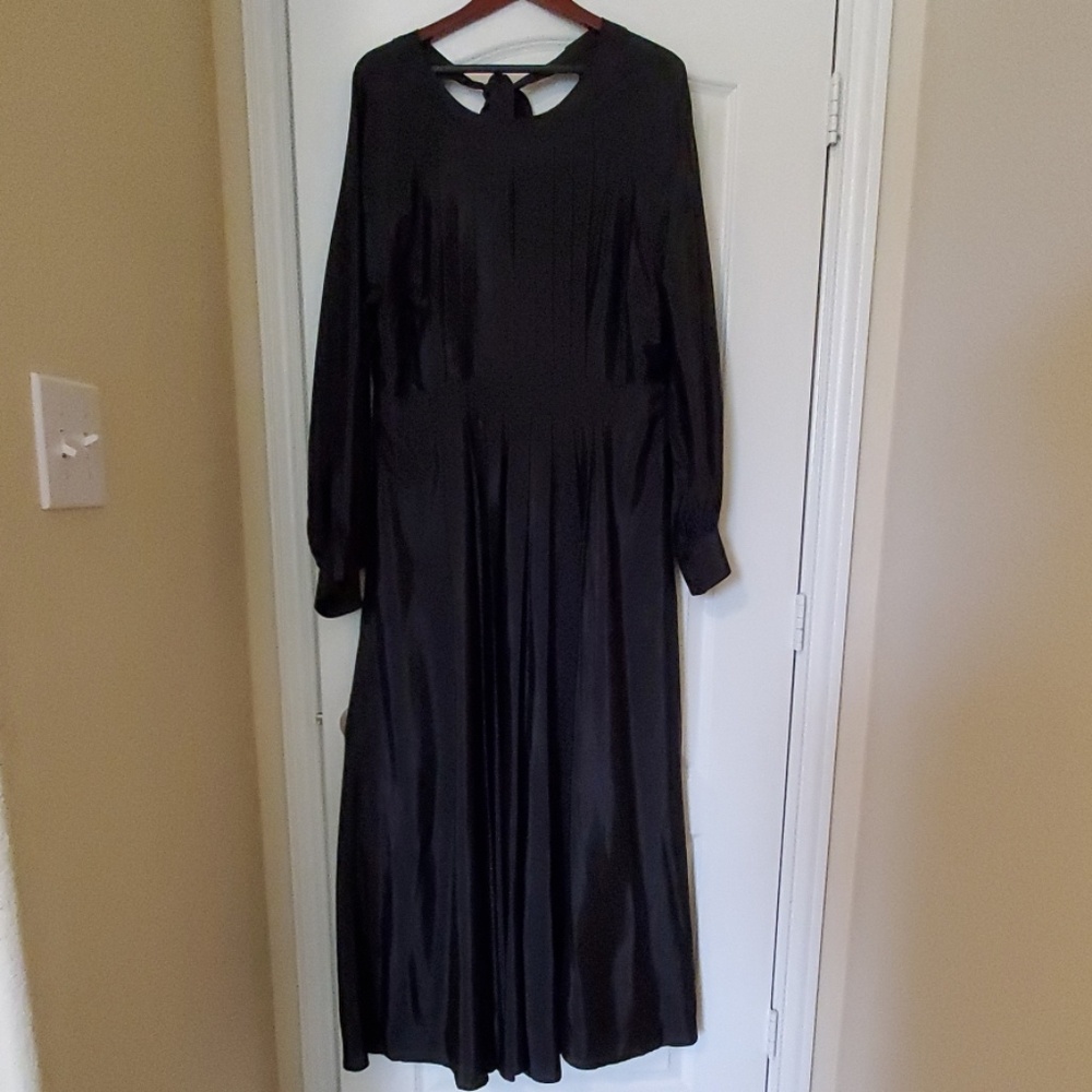 Black floor length long sleeved dress